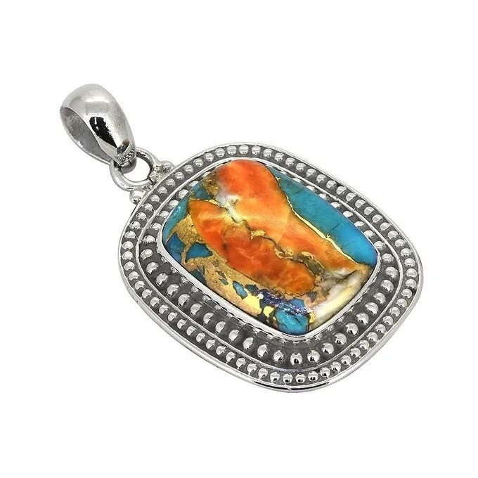 YS Gems Sterling Silver Pink Oyster Copper Turquoise Pendant sold by Zulily