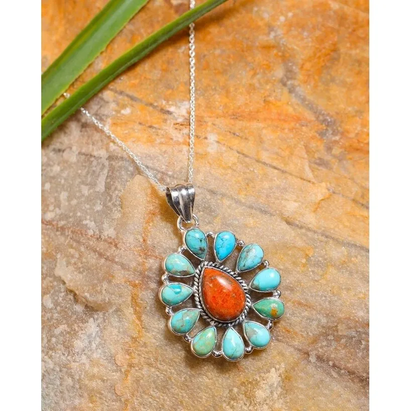 YS Gems Orange Mohave Turquoise Sterling Silver Pendant sold by Zulily