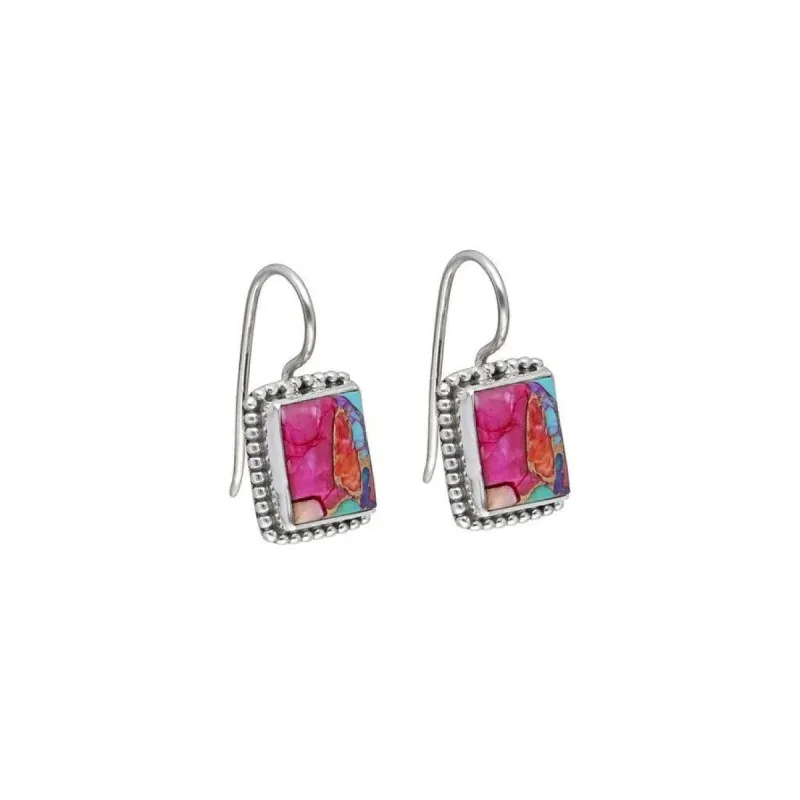 YS Gems Sterling Silver Pink Oyster Copper Turquoise Dangle Earring sold by Zulily