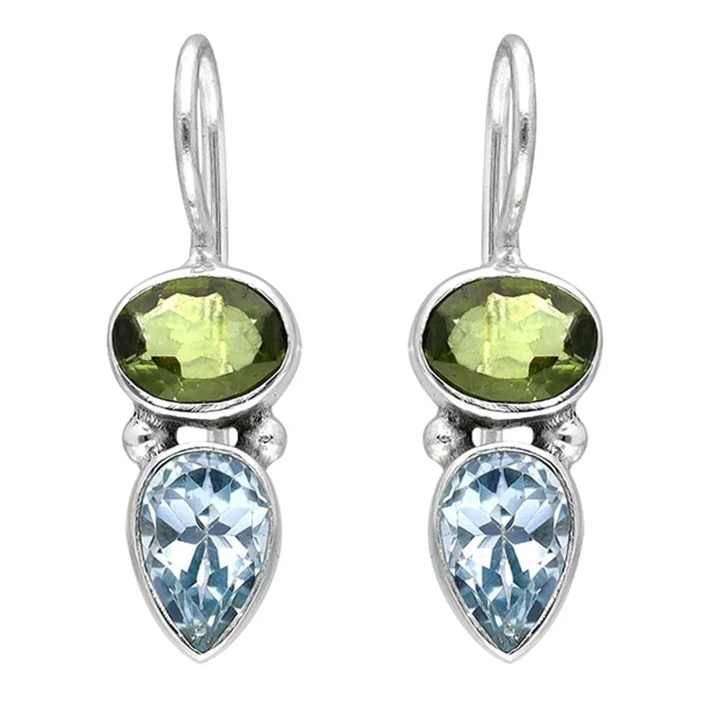 YS Gems Sterling Silver Blue Topaz Peridot Dangle Earrings sold by Zulily product image thumbnail 3