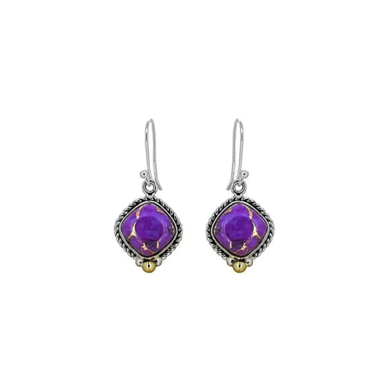 YS Gems Sterling Silver Purple Copper Turquoise Dangle Earrings sold by Zulily