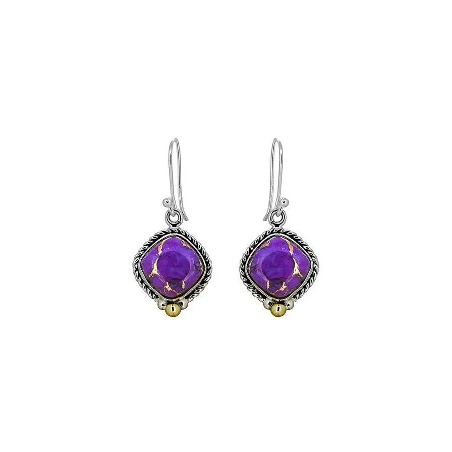 YS Gems Sterling Silver Purple Copper Turquoise Dangle Earrings sold by Zulily