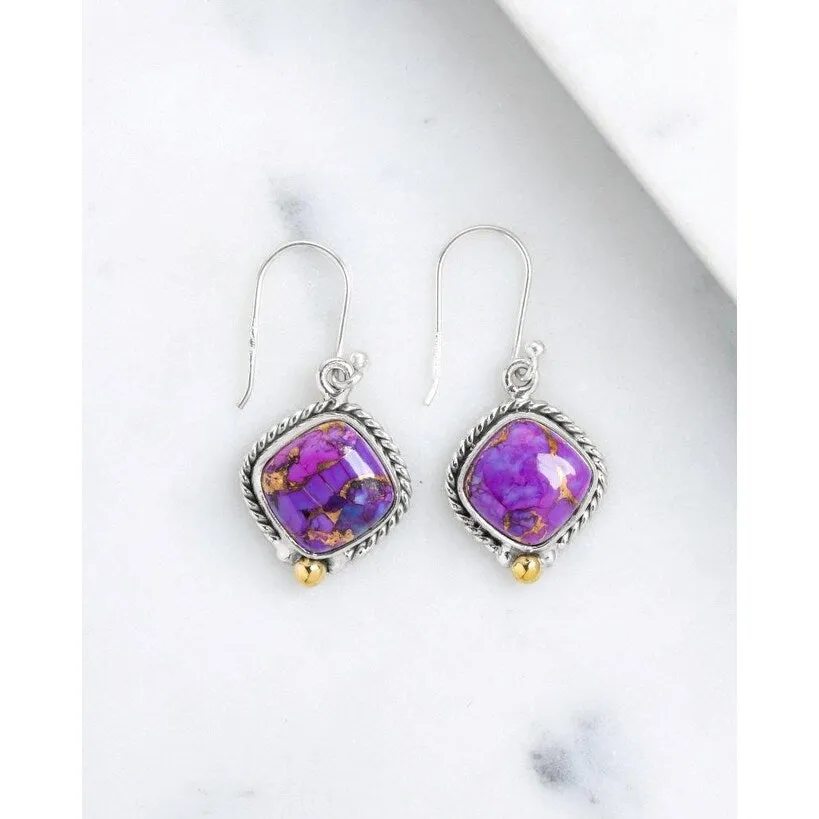 YS Gems Sterling Silver Purple Copper Turquoise Dangle Earrings sold by Zulily product image thumbnail 3