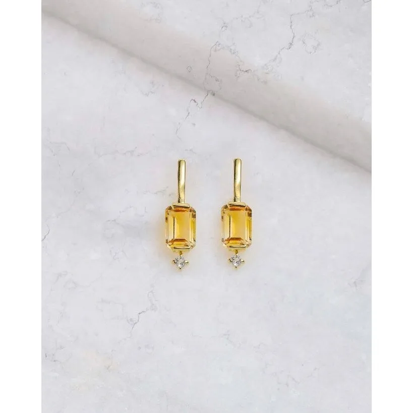 YS Gems Gold Over Silver Minimalist Citrine White Topaz Drop Earrings sold by Zulily product image thumbnail 4