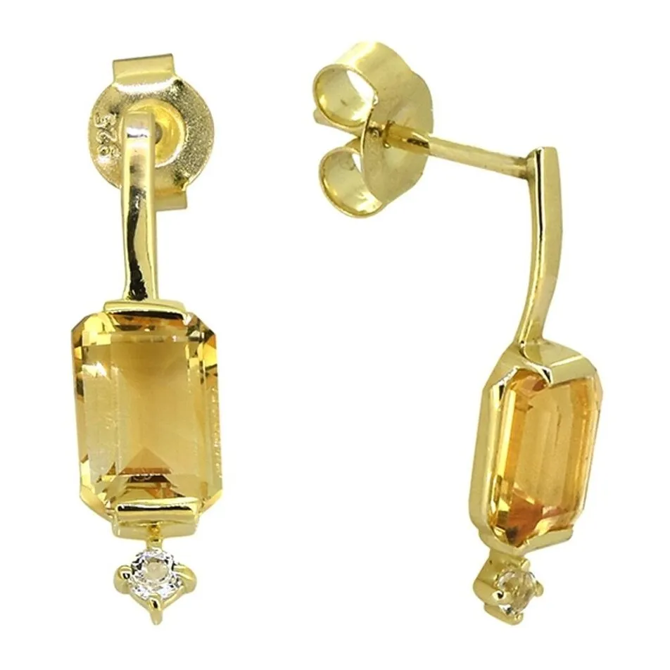 YS Gems Gold Over Silver Minimalist Citrine White Topaz Drop Earrings sold by Zulily