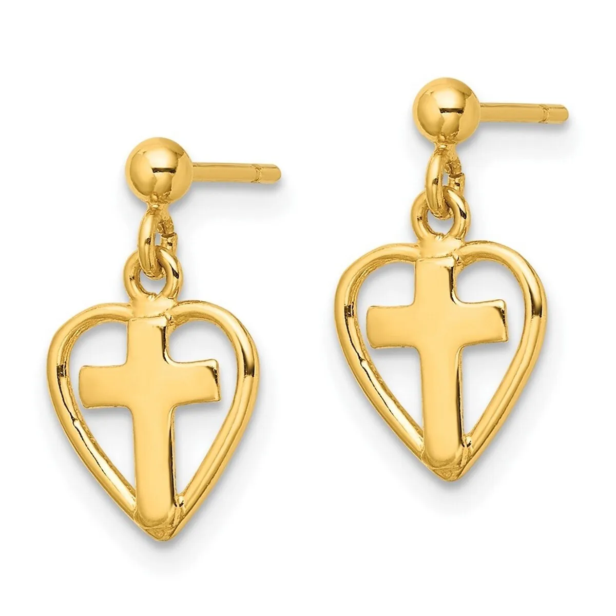 Curata 925 Sterling Silver Gold Plated Cross In Heart Dangle Post Earrings - 16.5x9.25mm sold by Zulily product image thumbnail 4