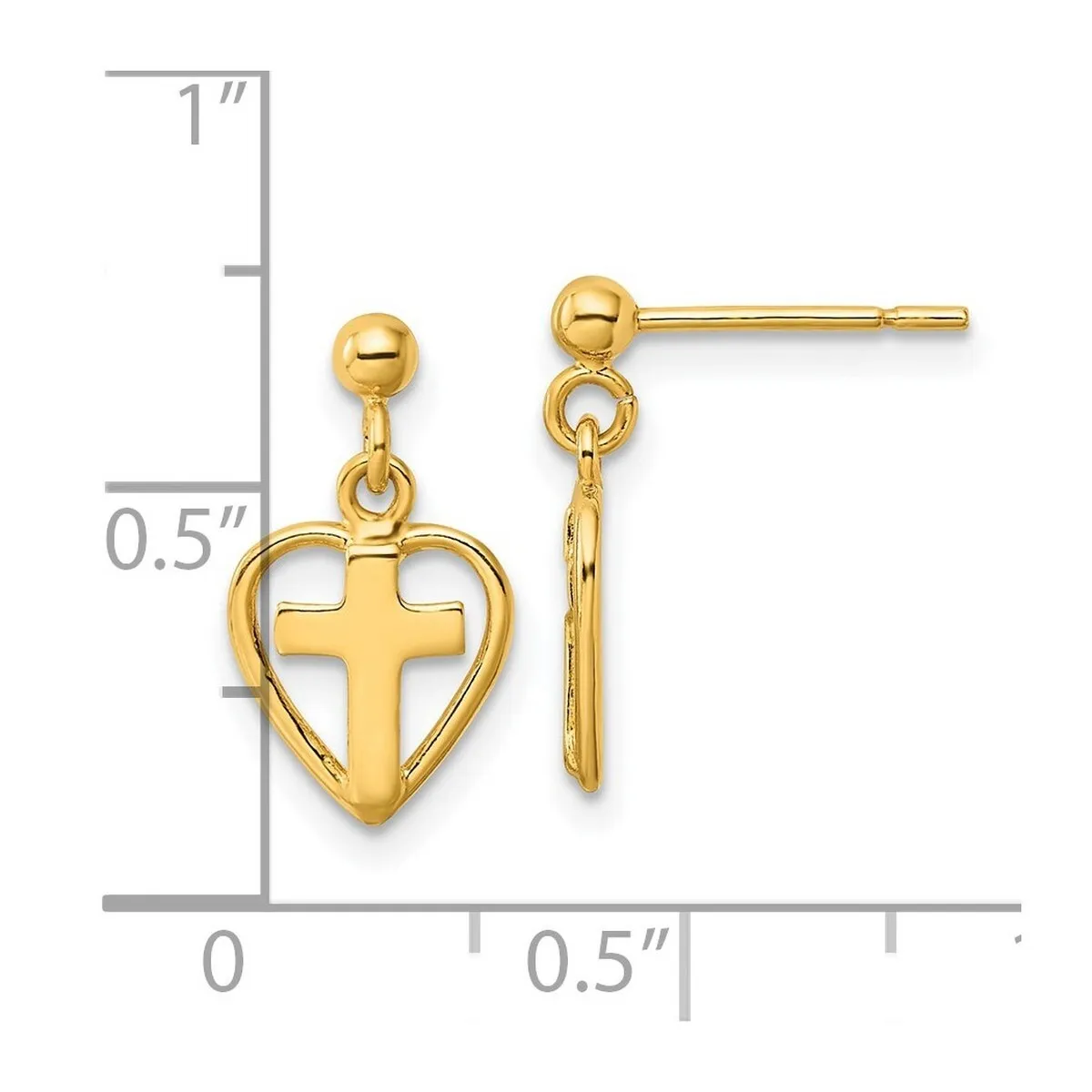 Curata 925 Sterling Silver Gold Plated Cross In Heart Dangle Post Earrings - 16.5x9.25mm sold by Zulily