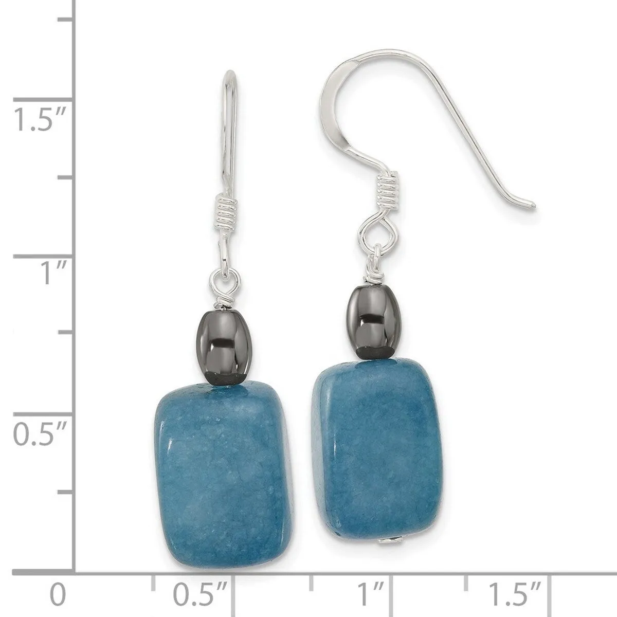 Curata 925 Sterling Silver Hematite and Quartz Dangle Hook Earrings - 39x9.85mm sold by Zulily