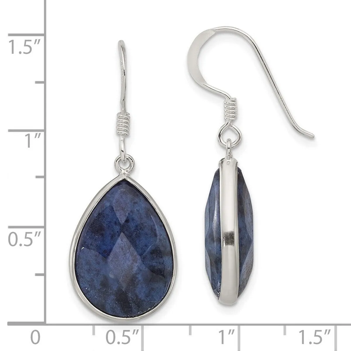 Curata 925 Sterling Silver Bezel Faceted Pear Blue Lapis Dangle Hook Earrings - 36.6x14mm sold by Zulily