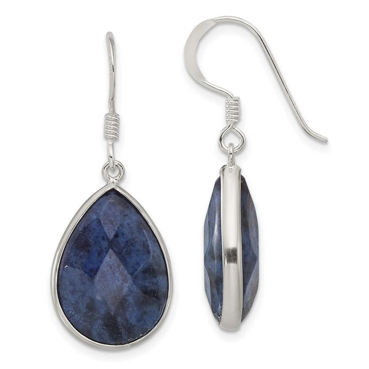 Curata 925 Sterling Silver Bezel Faceted Pear Blue Lapis Dangle Hook Earrings - 36.6x14mm sold by Zulily product image thumbnail 5