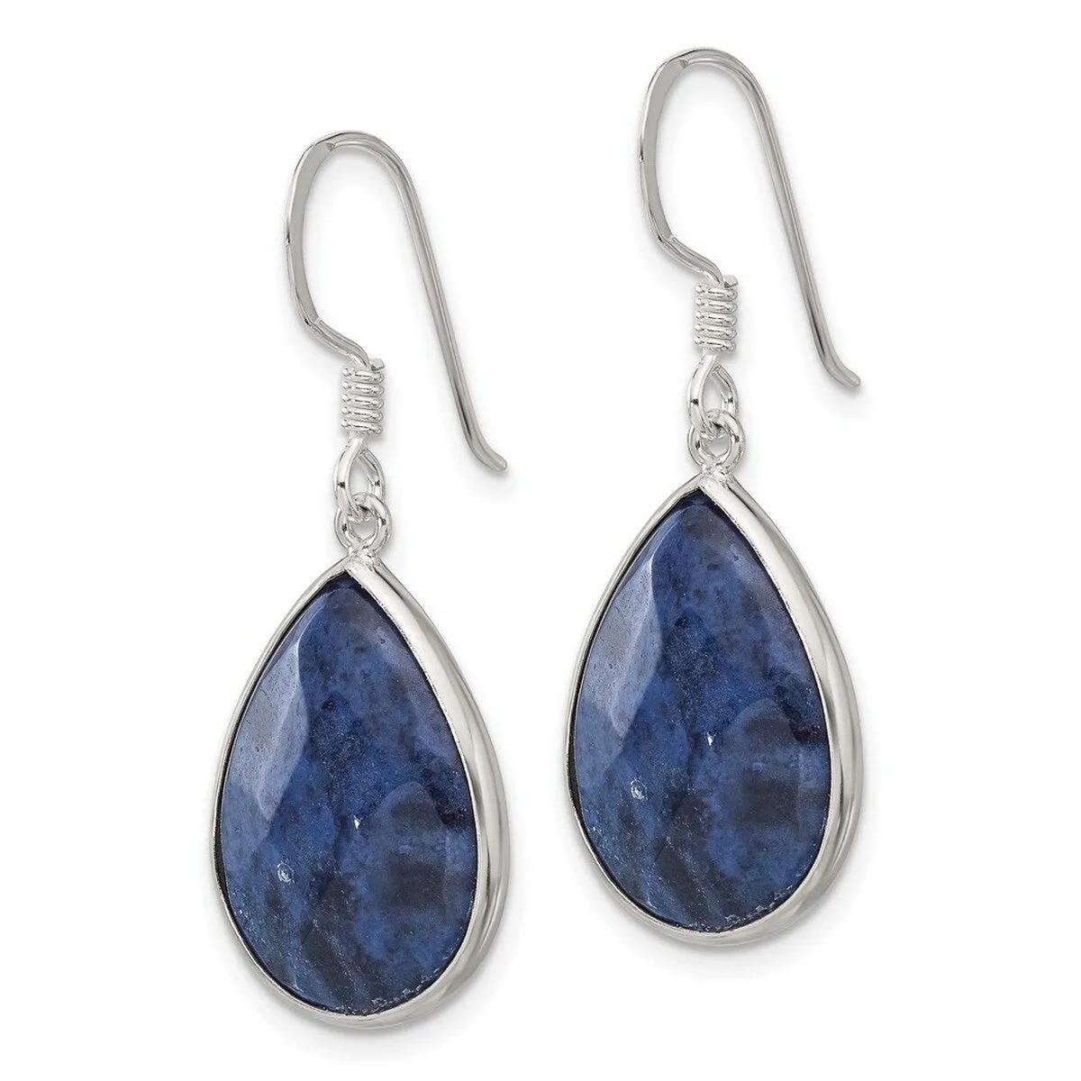 Curata 925 Sterling Silver Bezel Faceted Pear Blue Lapis Dangle Hook Earrings - 36.6x14mm sold by Zulily product image thumbnail 2