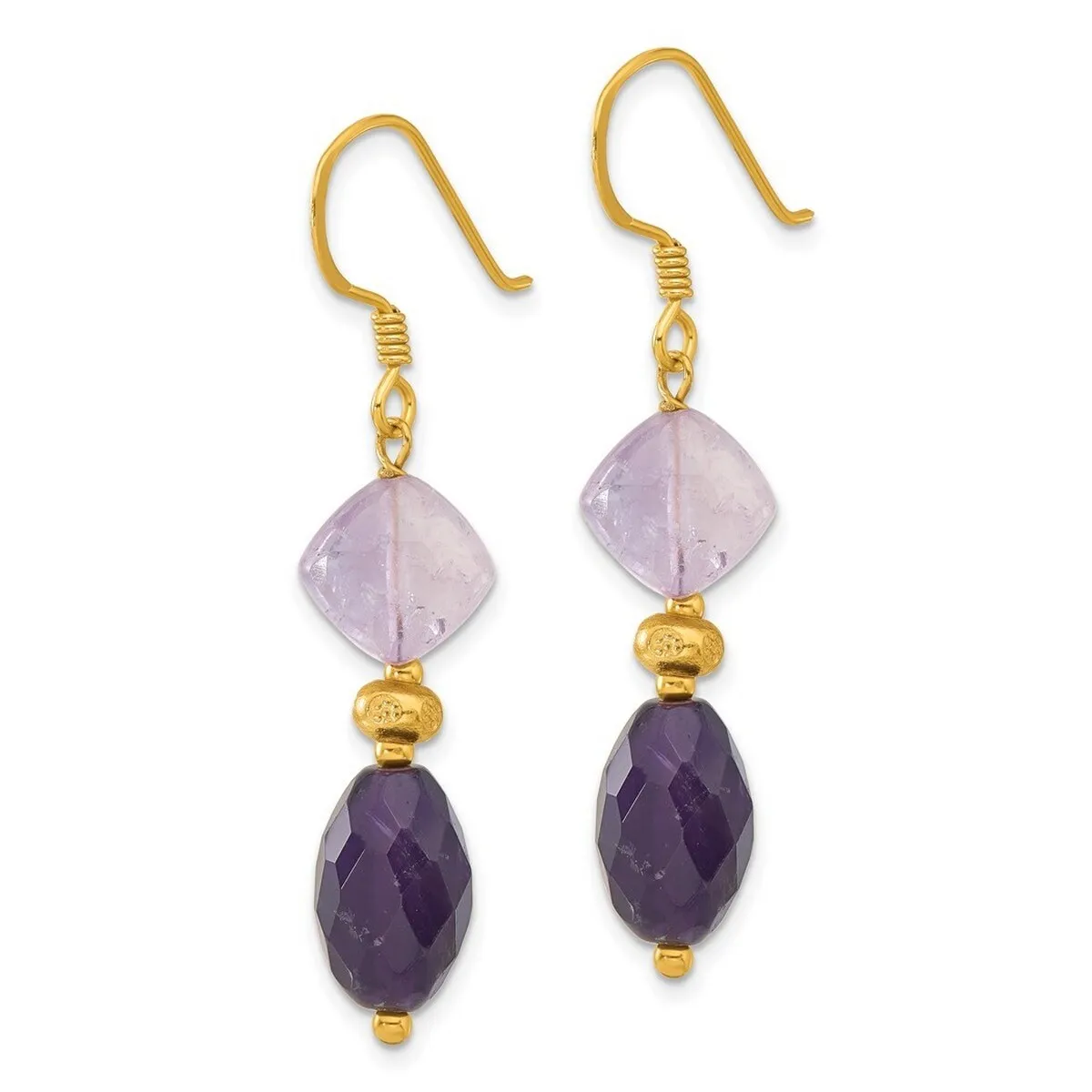 Curata 925 Sterling Silver Gold Plated Checkerboard Amethyst Dangle Earrings - 47.6x10.1mm sold by Zulily product image thumbnail 2