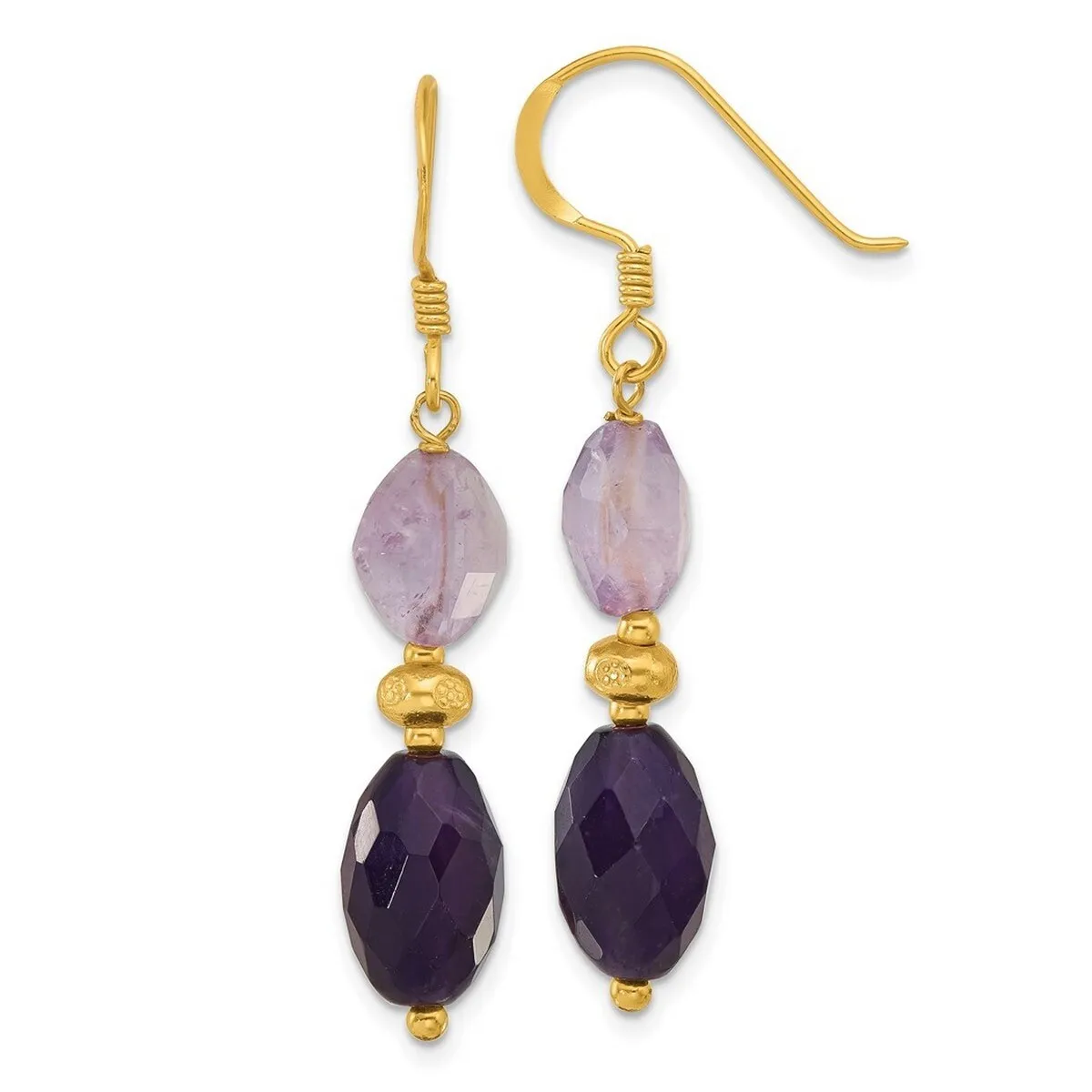 Curata 925 Sterling Silver Gold Plated Checkerboard Amethyst Dangle Earrings - 47.6x10.1mm sold by Zulily product image thumbnail 5