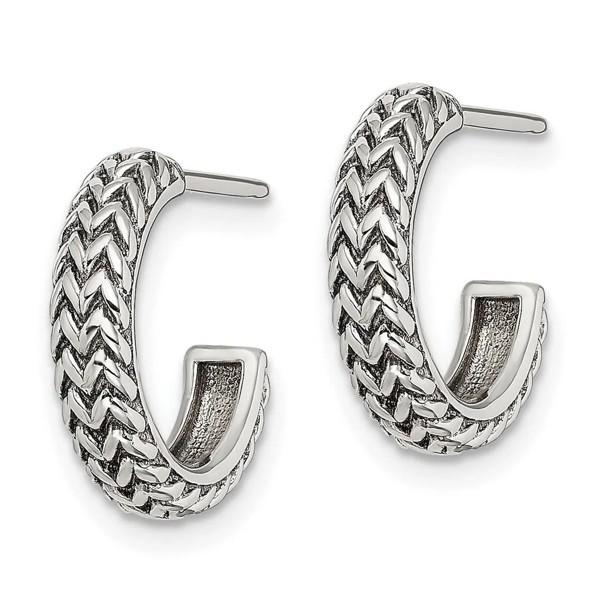 Curata 925 Sterling Silver Small Zig Zag Hoop Artisan Oxidized Earrings - 14.1x1.7mm sold by Zulily product image thumbnail 2
