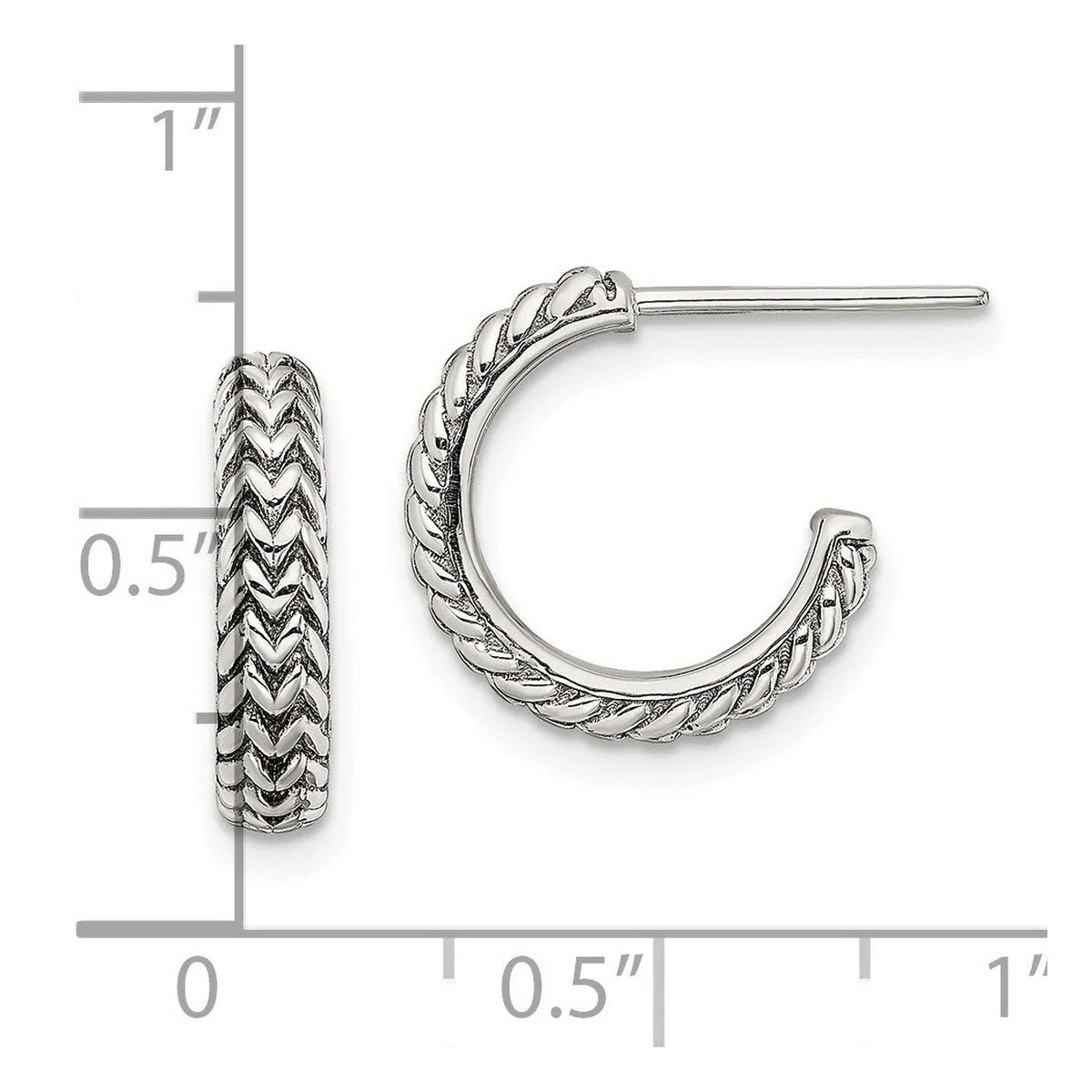 Curata 925 Sterling Silver Small Zig Zag Hoop Artisan Oxidized Earrings - 14.1x1.7mm sold by Zulily product image thumbnail 5