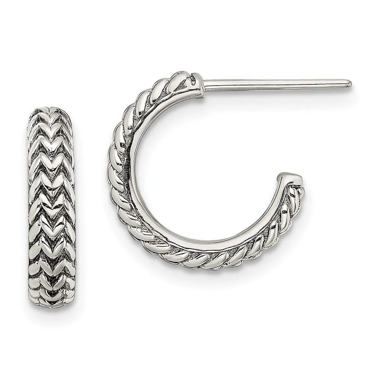 Curata 925 Sterling Silver Small Zig Zag Hoop Artisan Oxidized Earrings - 14.1x1.7mm sold by Zulily