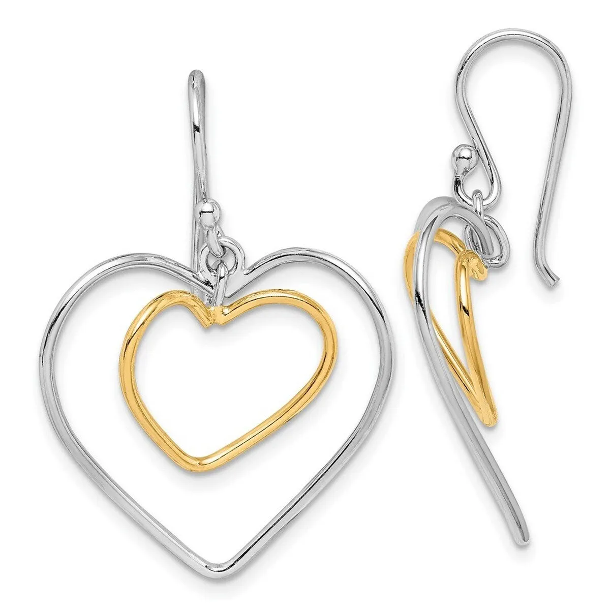 Curata 925 Sterling Silver Gold Plated Hook Double Heart Wire Dangle Earrings - 36x26mm sold by Zulily product image thumbnail 5