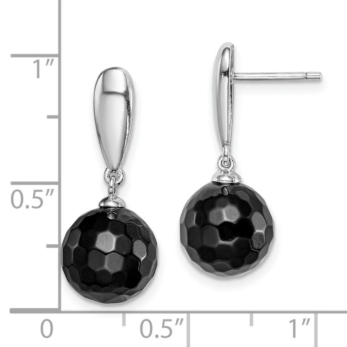 Curata 925 Sterling Silver Rhodium Plated Faceted 10mm Simulated Onyx Dangle Post Earrings - 23.5x9.73mm sold by Zulily product image thumbnail 5