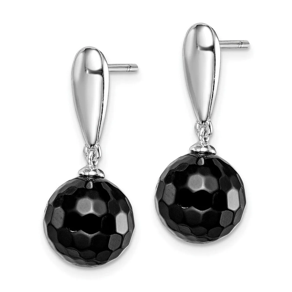 Curata 925 Sterling Silver Rhodium Plated Faceted 10mm Simulated Onyx Dangle Post Earrings - 23.5x9.73mm sold by Zulily product image thumbnail 2