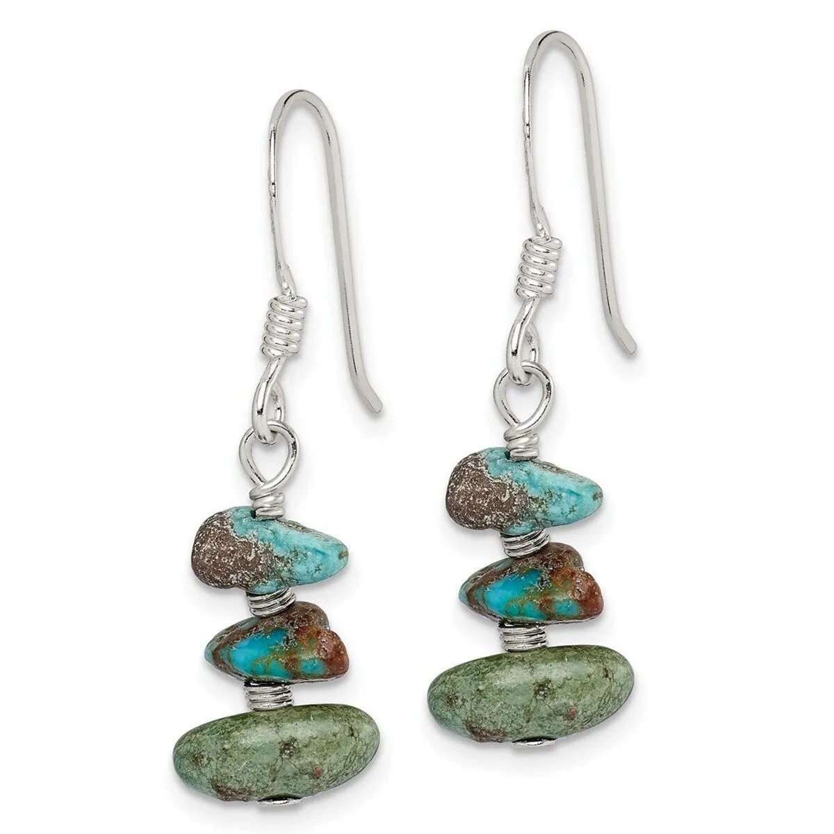 Curata 925 Sterling Silver Turquoise Chip Dangle Hook Earrings - 26x8mm sold by Zulily product image thumbnail 2
