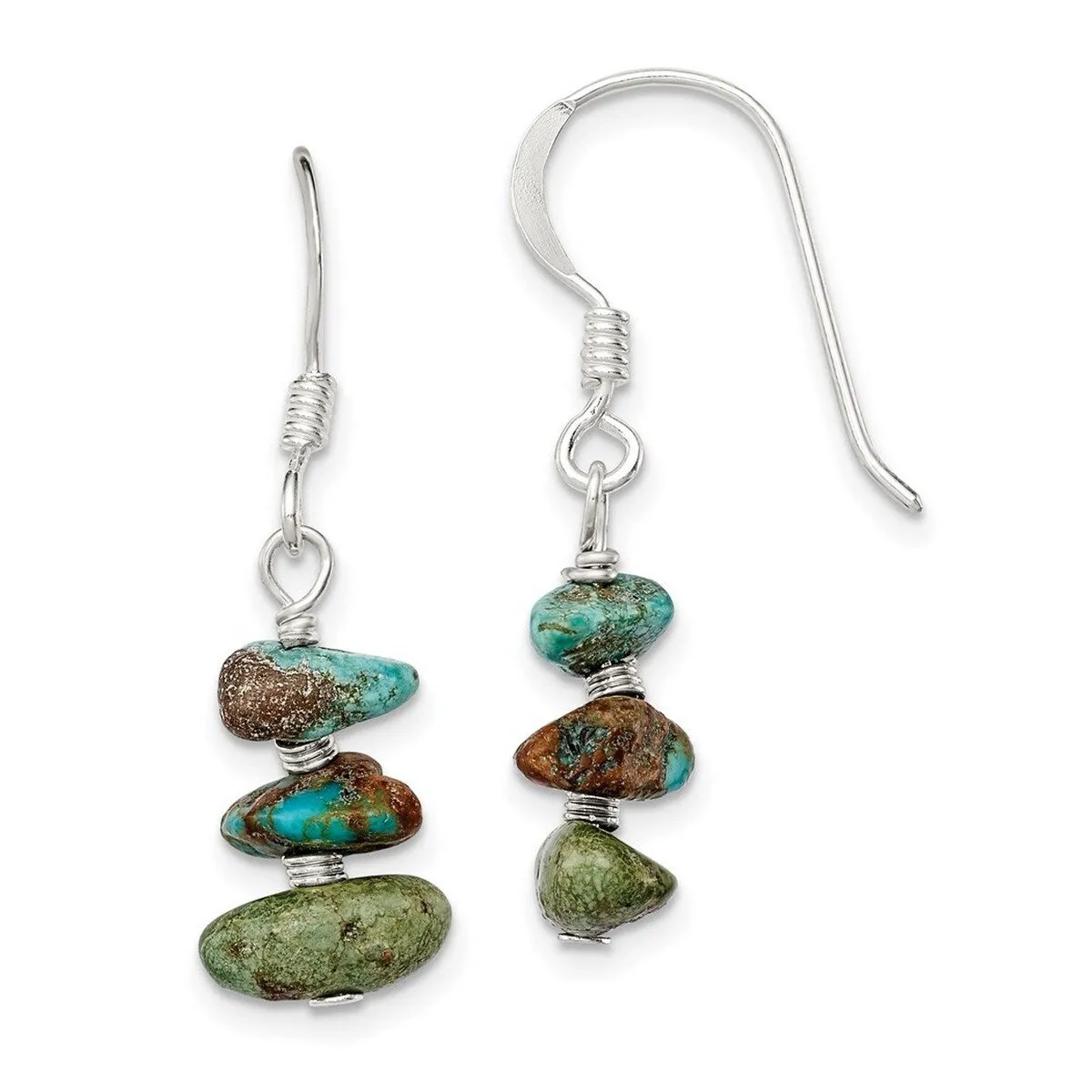 Curata 925 Sterling Silver Turquoise Chip Dangle Hook Earrings - 26x8mm sold by Zulily product image thumbnail 5