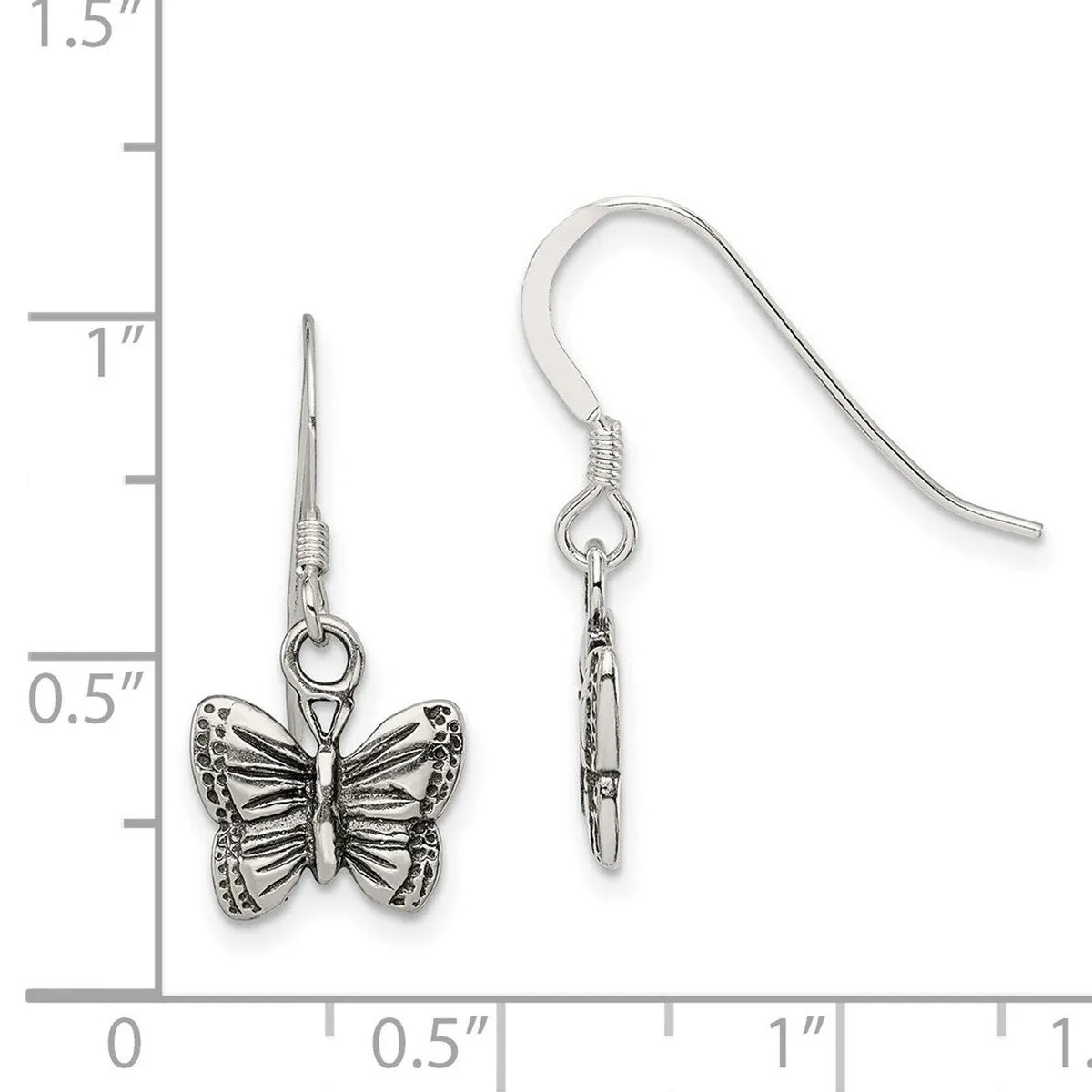 Curata 925 Sterling Silver Antiqued Butterfly Angel Hook Artisan Oxidized Earrings - 14x11mm sold by Zulily product image thumbnail 3