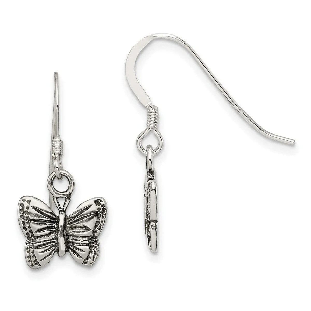 Curata 925 Sterling Silver Antiqued Butterfly Angel Hook Artisan Oxidized Earrings - 14x11mm sold by Zulily
