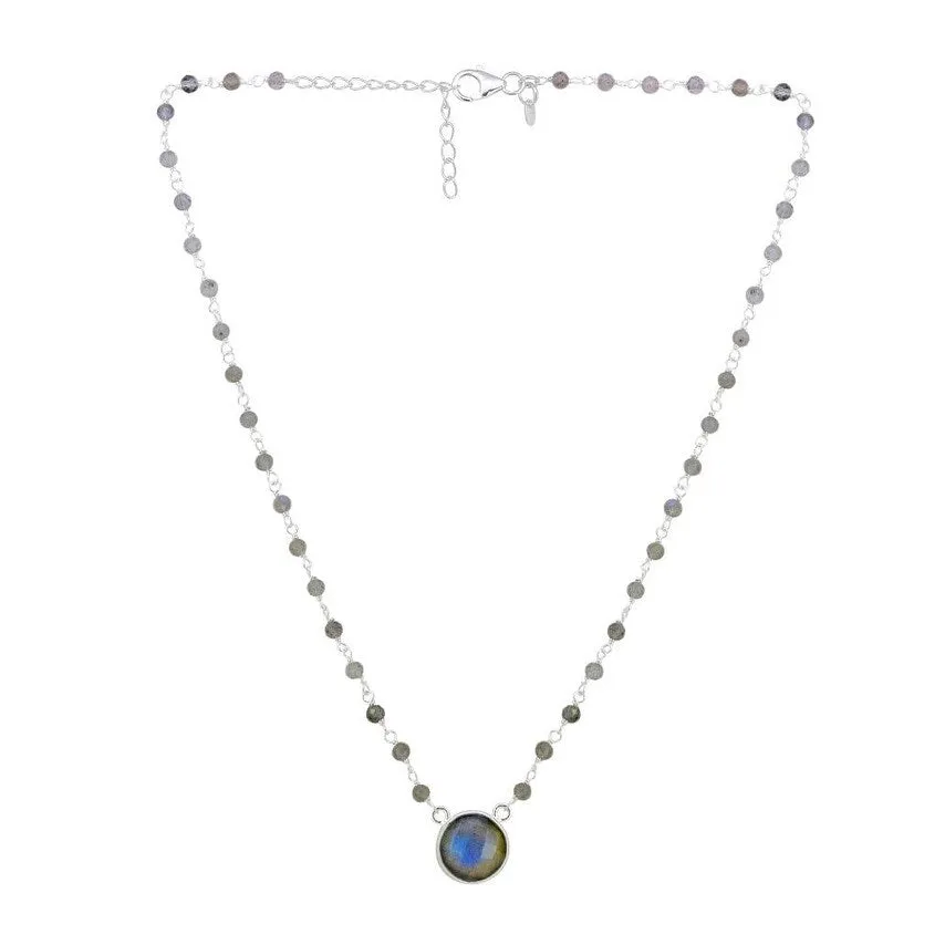 YS Gems Sterling Silver Natural Labradorite Chain Necklace sold by Zulily