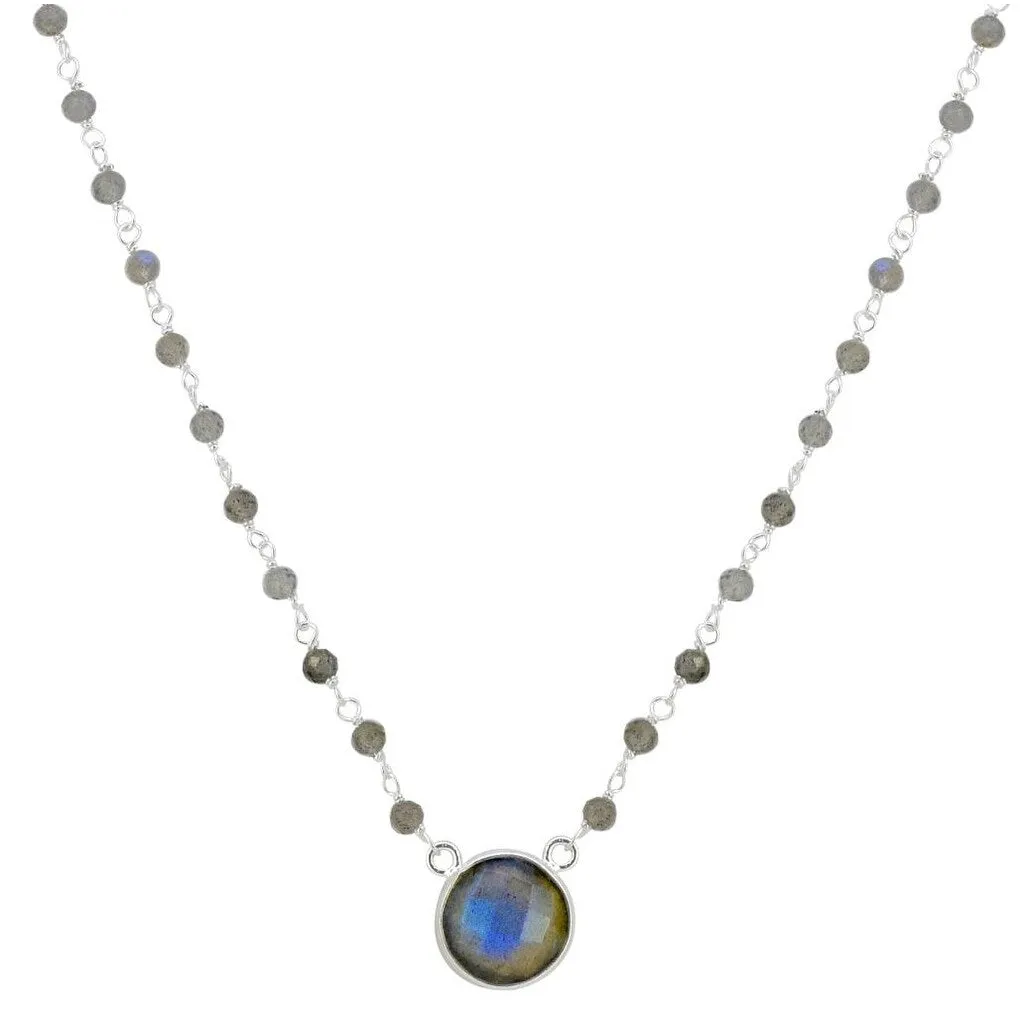 YS Gems Sterling Silver Natural Labradorite Chain Necklace sold by Zulily product image thumbnail 2