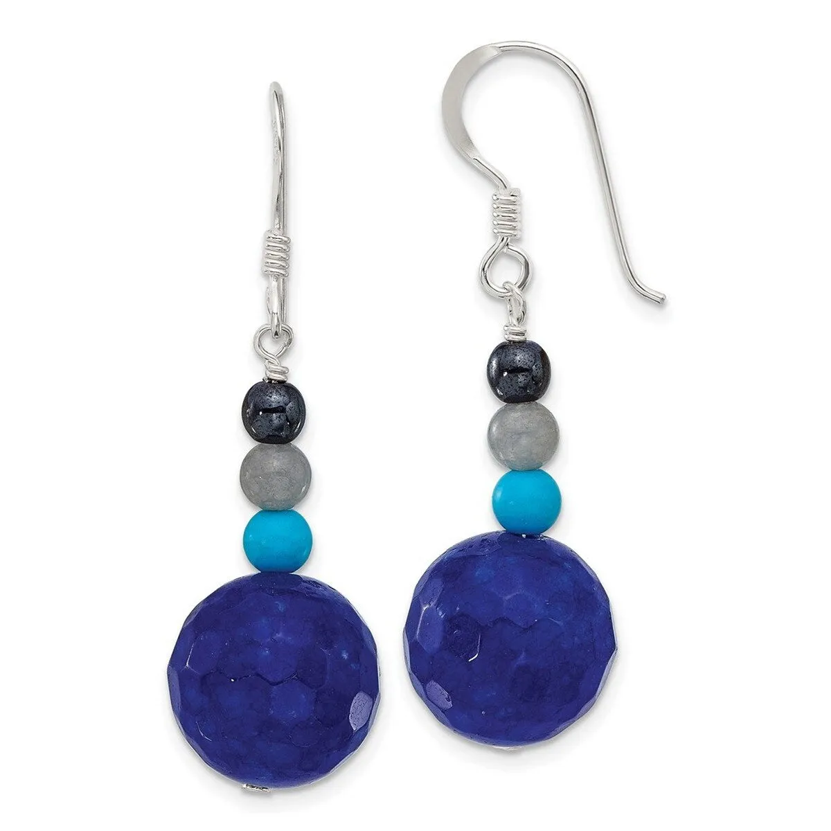 Curata 925 Sterling Silver Hematite Agate Quartz Magnesite Bead Hook Earrings - 44.75x13.5mm sold by Zulily product image thumbnail 2