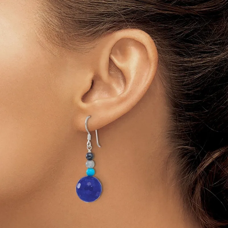 Curata 925 Sterling Silver Hematite Agate Quartz Magnesite Bead Hook Earrings - 44.75x13.5mm sold by Zulily