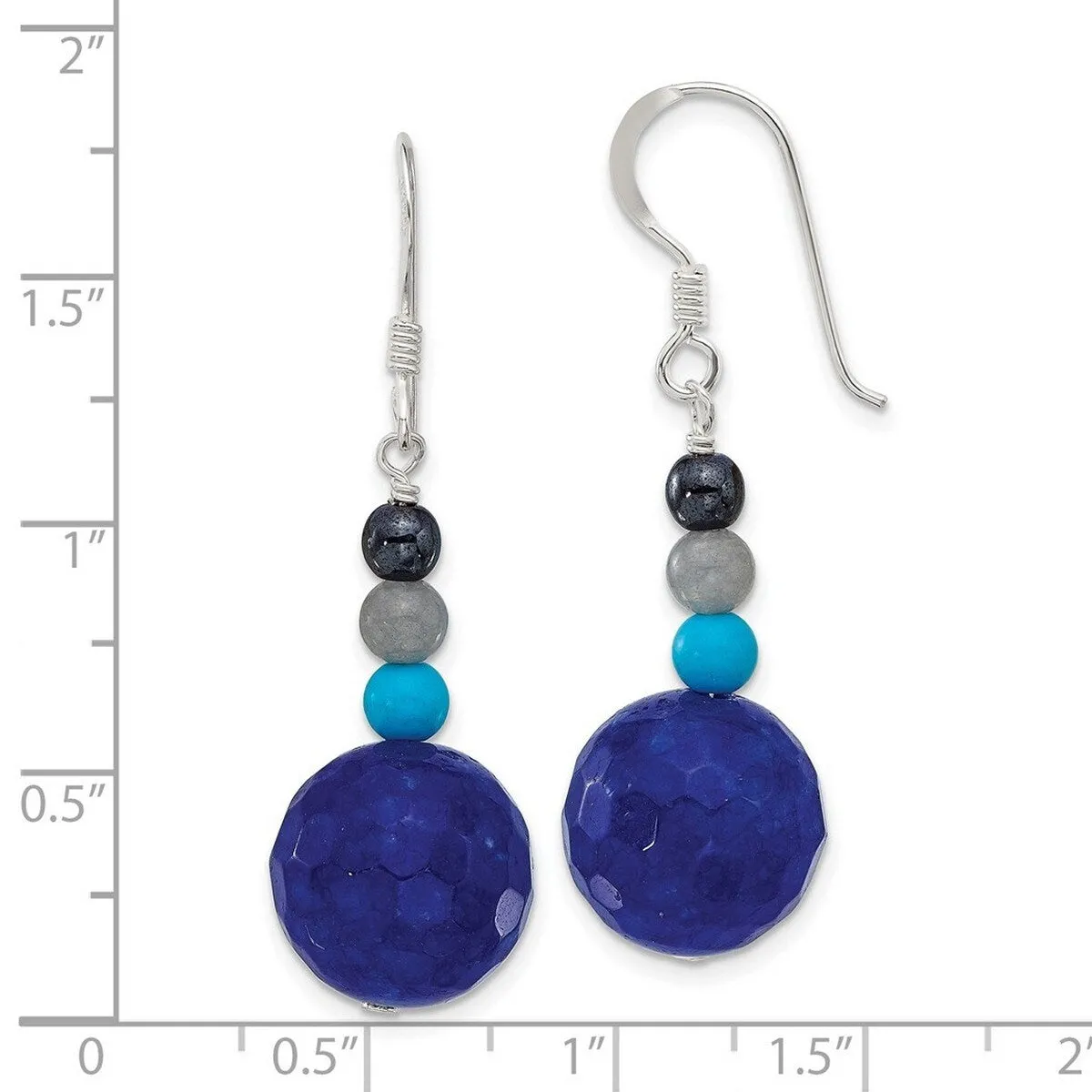 Curata 925 Sterling Silver Hematite Agate Quartz Magnesite Bead Hook Earrings - 44.75x13.5mm sold by Zulily product image thumbnail 3