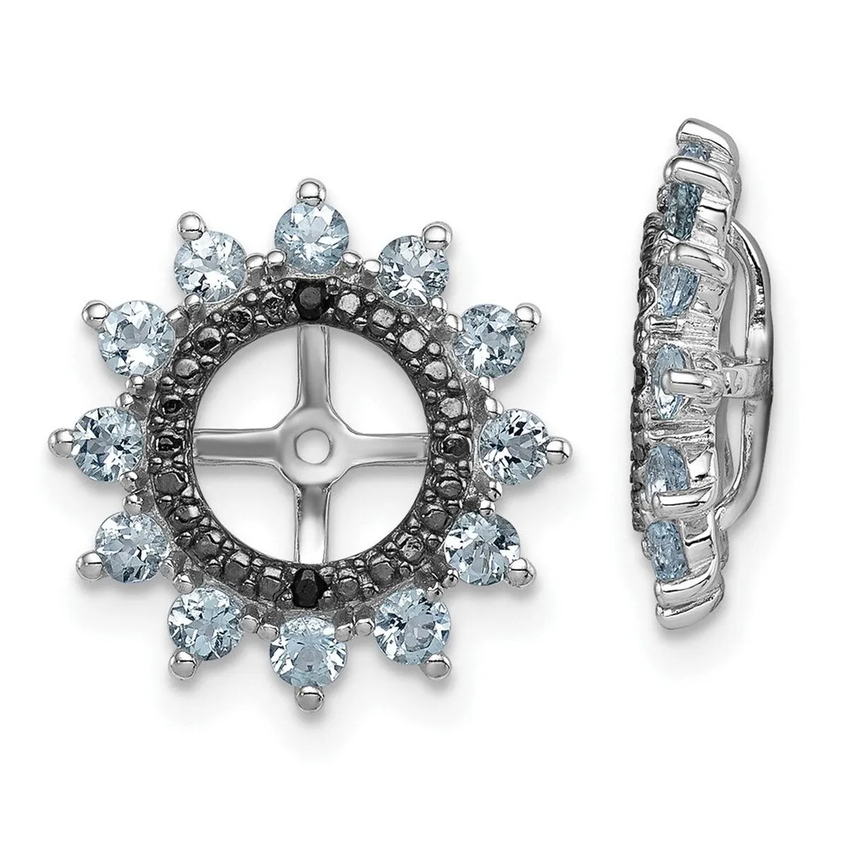 Curata 925 Sterling Silver 14mm Aquamarine and Black Sapphire Earring Jackets sold by Zulily product image thumbnail 3