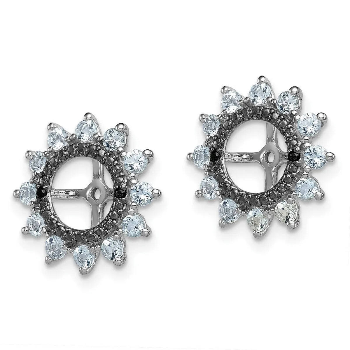 Curata 925 Sterling Silver 14mm Aquamarine and Black Sapphire Earring Jackets sold by Zulily product image thumbnail 5