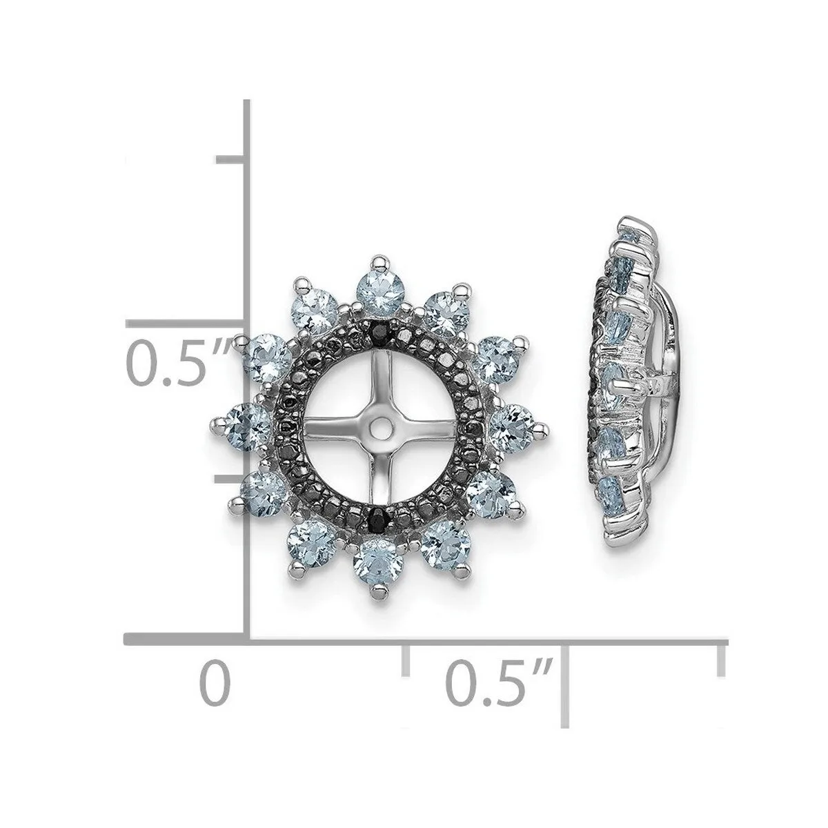 Curata 925 Sterling Silver 14mm Aquamarine and Black Sapphire Earring Jackets sold by Zulily product image thumbnail 4