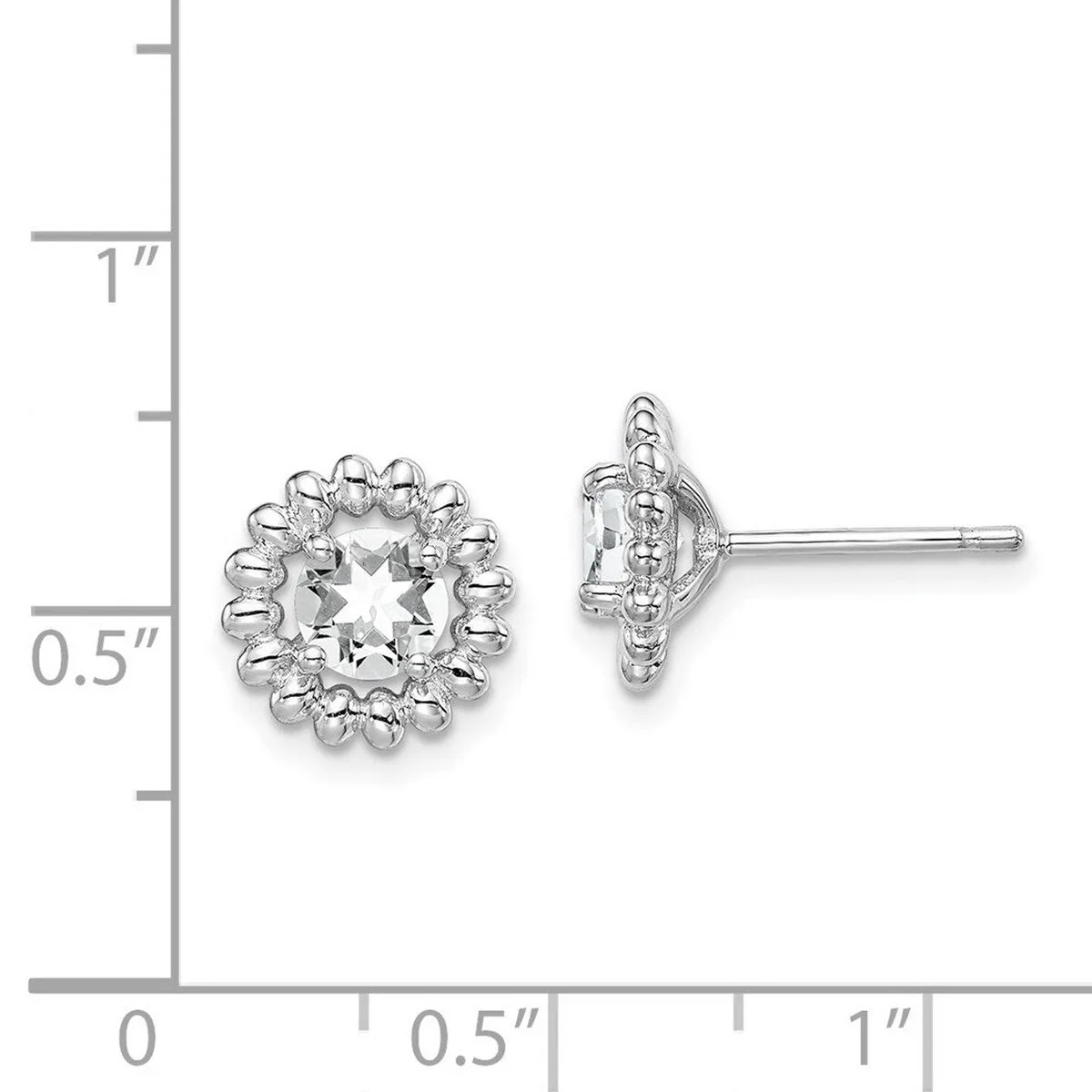 Curata 925 Sterling Silver Rhodium Plated 10mm Beaded White Topaz Earrings sold by Zulily product image thumbnail 2