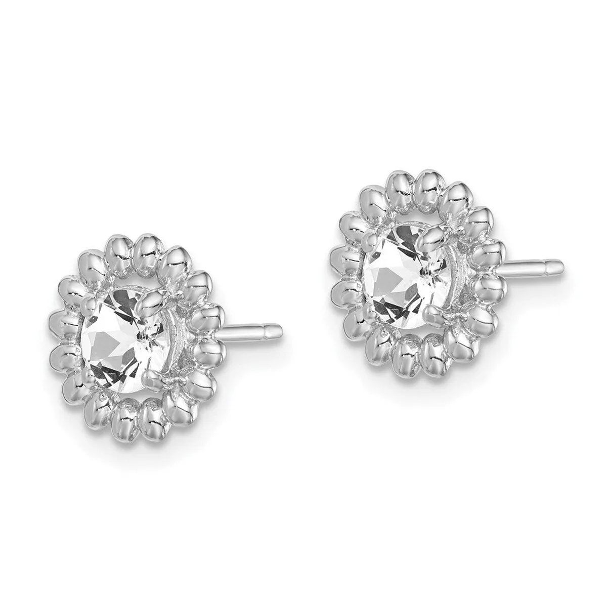 Curata 925 Sterling Silver Rhodium Plated 10mm Beaded White Topaz Earrings sold by Zulily product image thumbnail 4