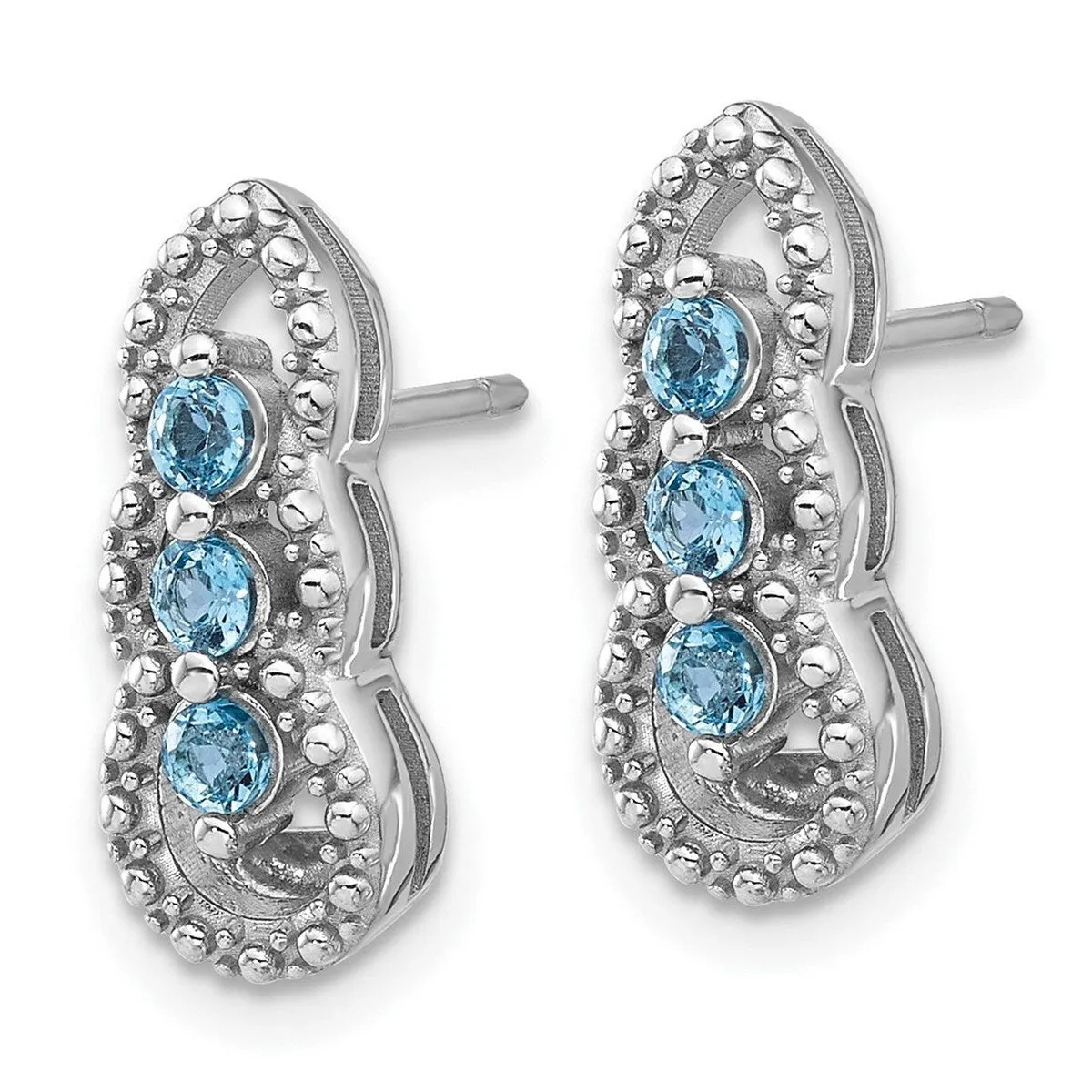 Curata 925 Sterling Silver Rhodium Plated Light Swiss Blue Topaz Post Earrings - 16.8x6.89mm sold by Zulily product image thumbnail 2