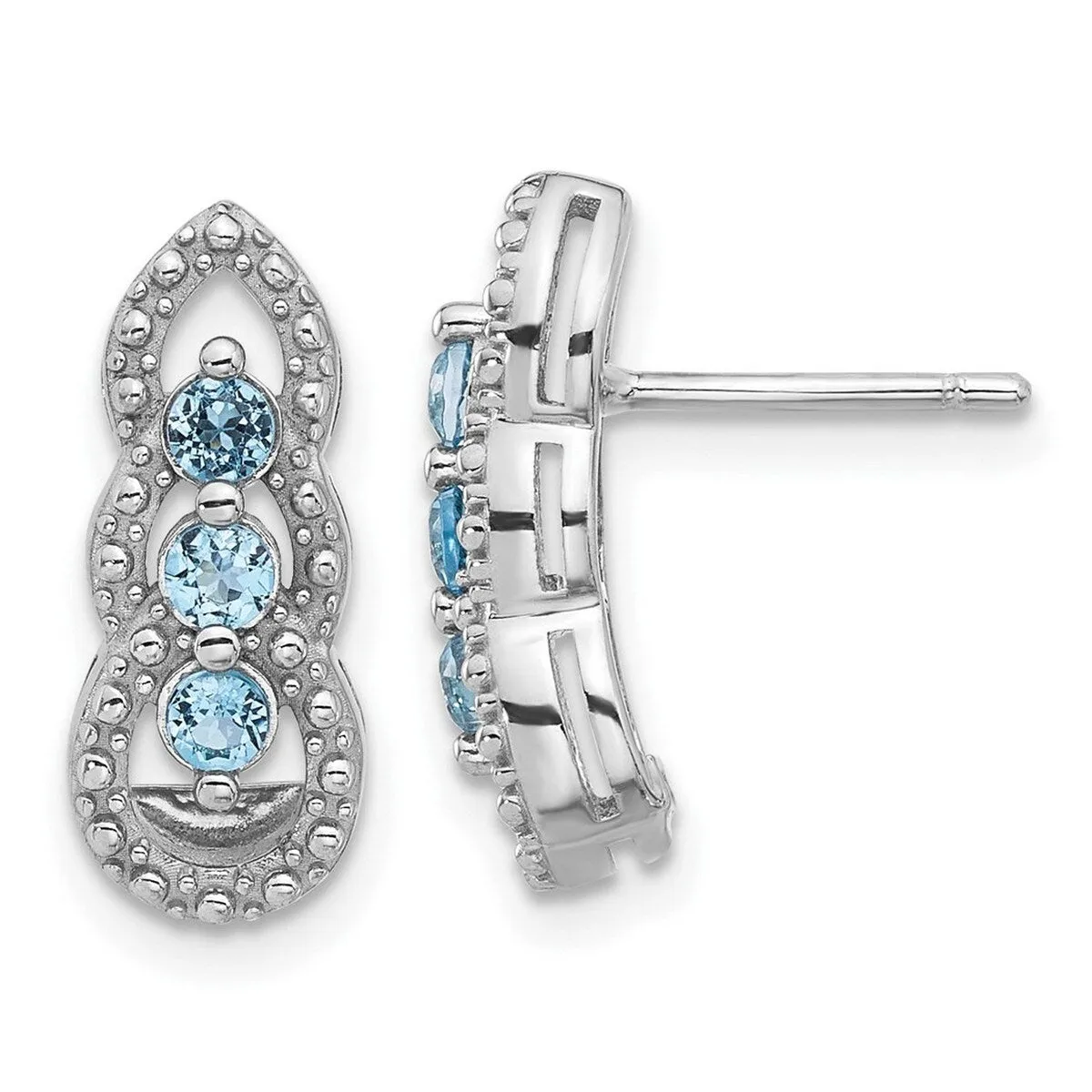 Curata 925 Sterling Silver Rhodium Plated Light Swiss Blue Topaz Post Earrings - 16.8x6.89mm sold by Zulily product image thumbnail 5