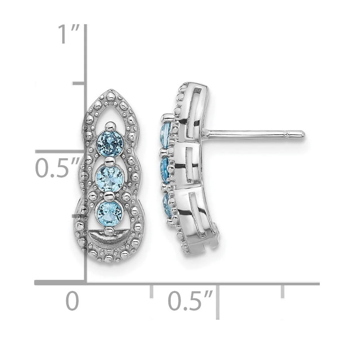 Curata 925 Sterling Silver Rhodium Plated Light Swiss Blue Topaz Post Earrings - 16.8x6.89mm sold by Zulily