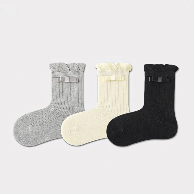 Grey White & Black Three-piece Bow Socks Set sold by Zulily