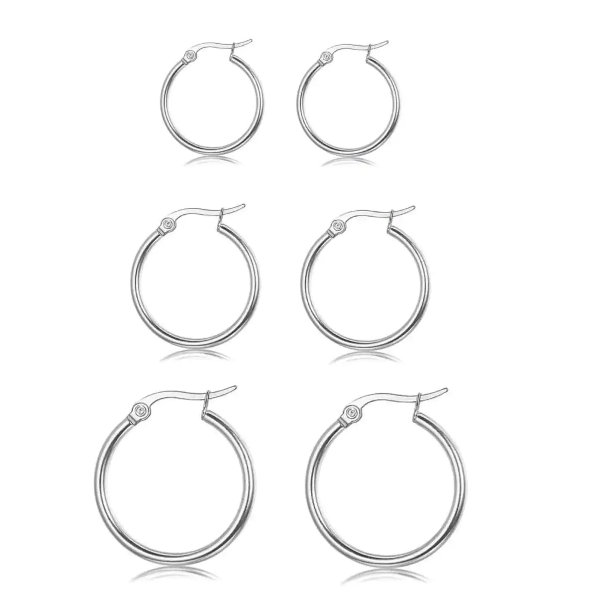 925 Sterling Silver French Lock Hoop Earrings 3 Pack Set 20-18-15MM sold by Zulily product image thumbnail 4