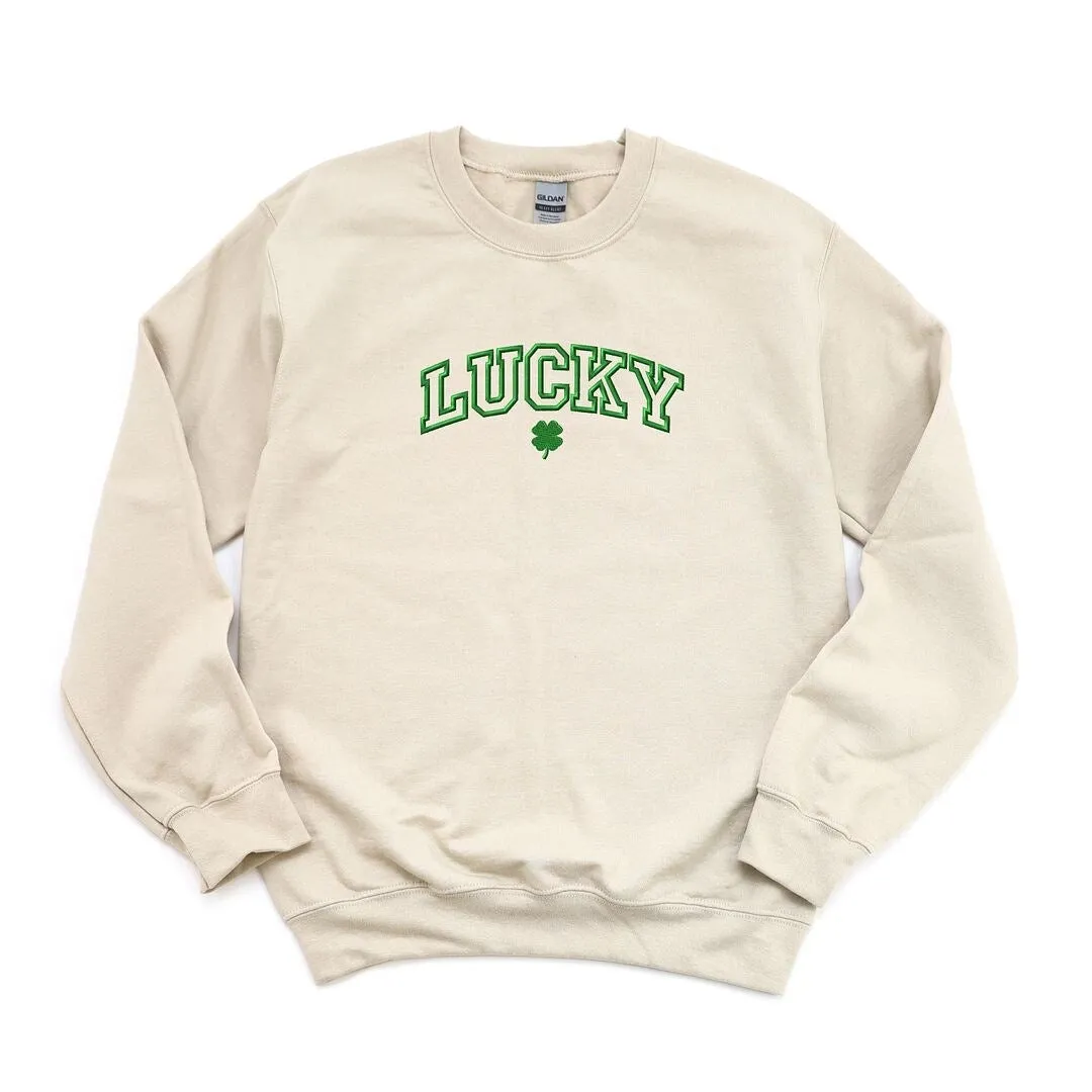 Embroidered Lucky Varsity Clover Graphic Sweatshirt sold by Zulily product image thumbnail 2