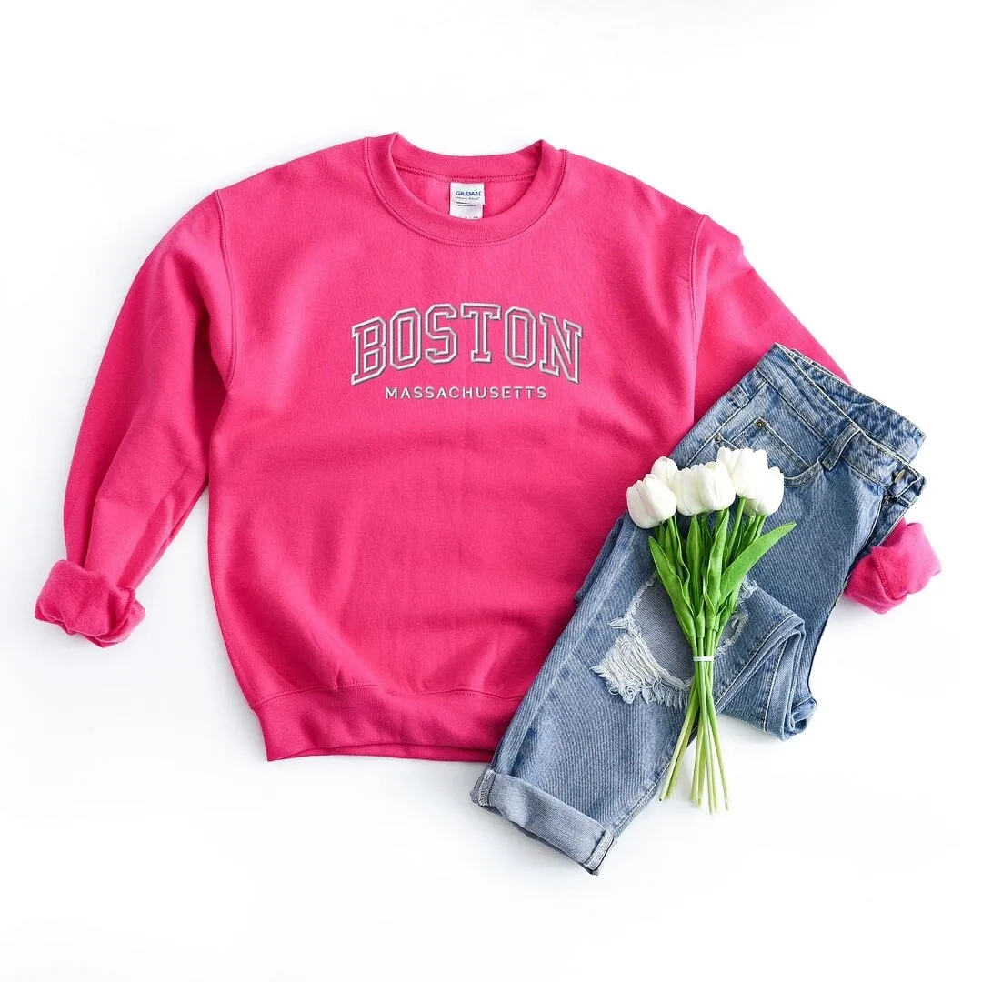 Embroidered Boston Massachusetts Graphic Sweatshirt sold by Zulily product image thumbnail 5