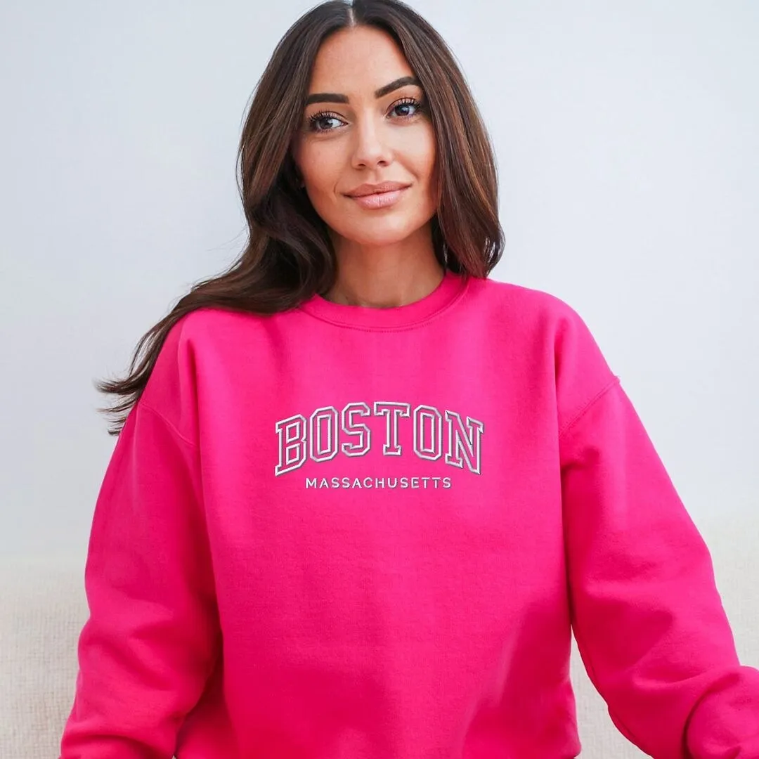 Embroidered Boston Massachusetts Graphic Sweatshirt sold by Zulily product image thumbnail 3