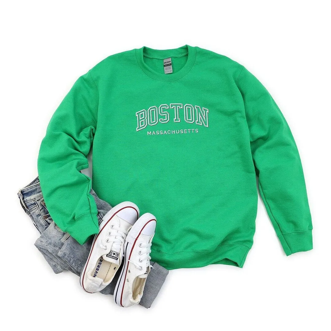 Embroidered Boston Massachusetts Graphic Sweatshirt sold by Zulily product image thumbnail 5