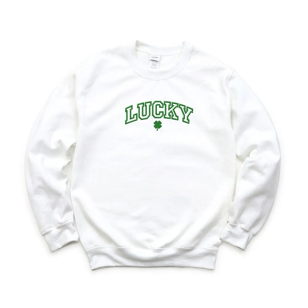 Embroidered Lucky Varsity Clover Graphic Sweatshirt sold by Zulily product image thumbnail 3