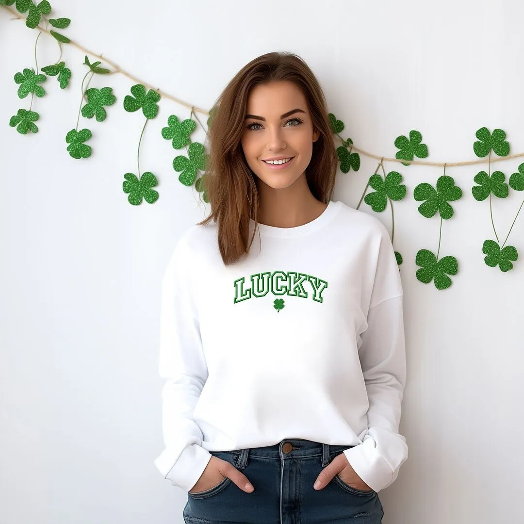 Embroidered Lucky Varsity Clover Graphic Sweatshirt sold by Zulily product image thumbnail 2