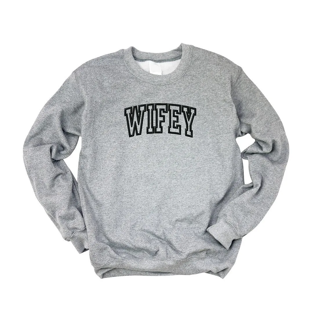 Embroidered Wifey Arched Varsity Graphic Sweatshirt sold by Zulily product image thumbnail 4