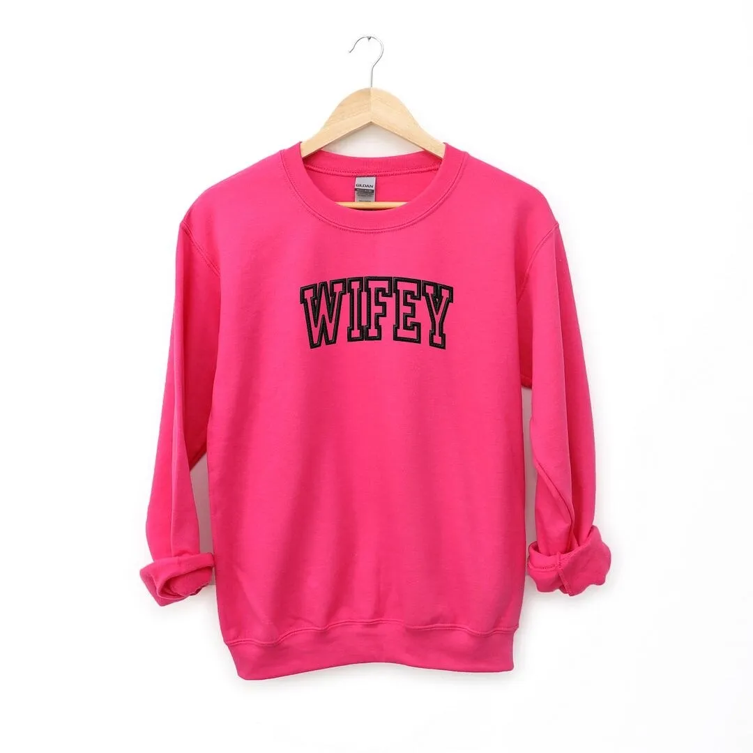 Embroidered Wifey Arched Varsity Graphic Sweatshirt sold by Zulily product image thumbnail 4